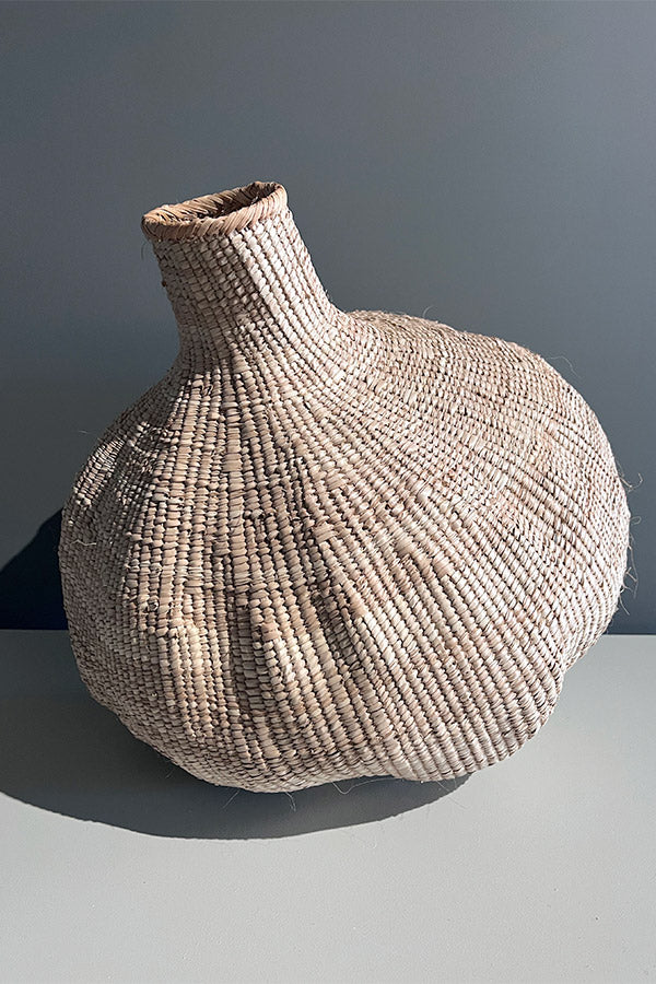 African Handwoven Garlic Basket Medium