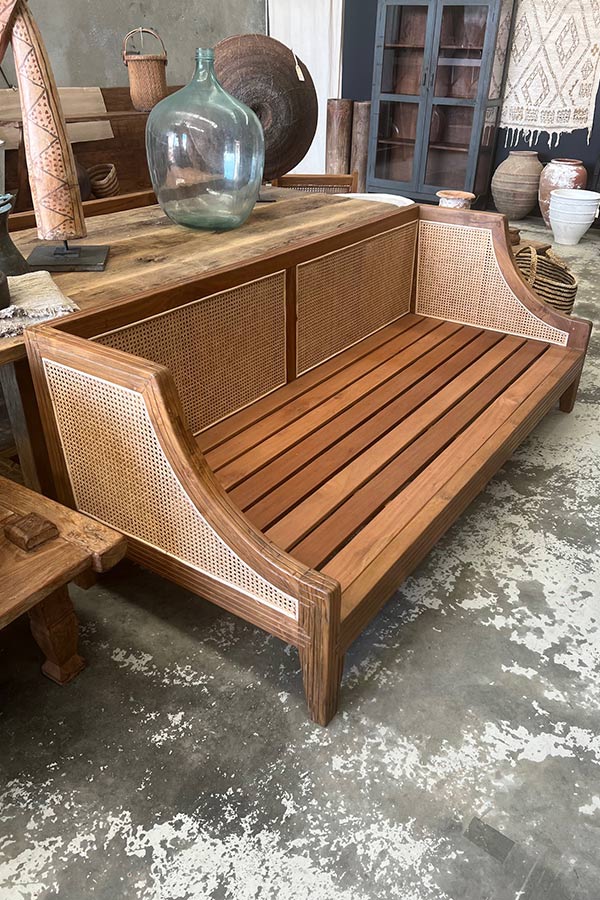 Javanese Rattan & Teak Daybed Sofa V2