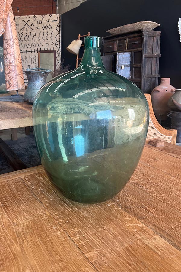 Large Vintage Green Glass Vase