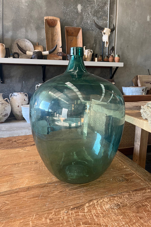 Large Vintage Green Glass Vase