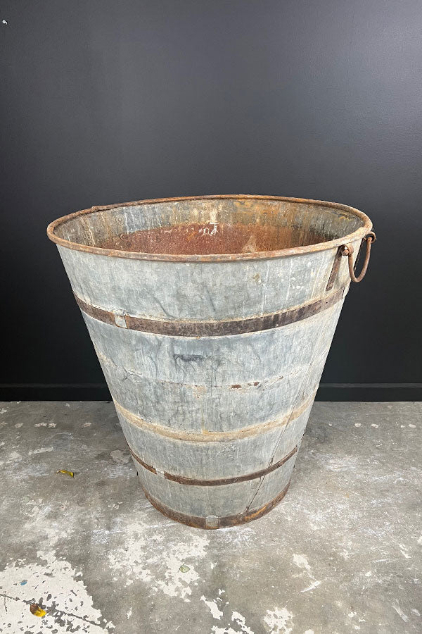 Reclaimed Large Olive Galvanised Planter V1