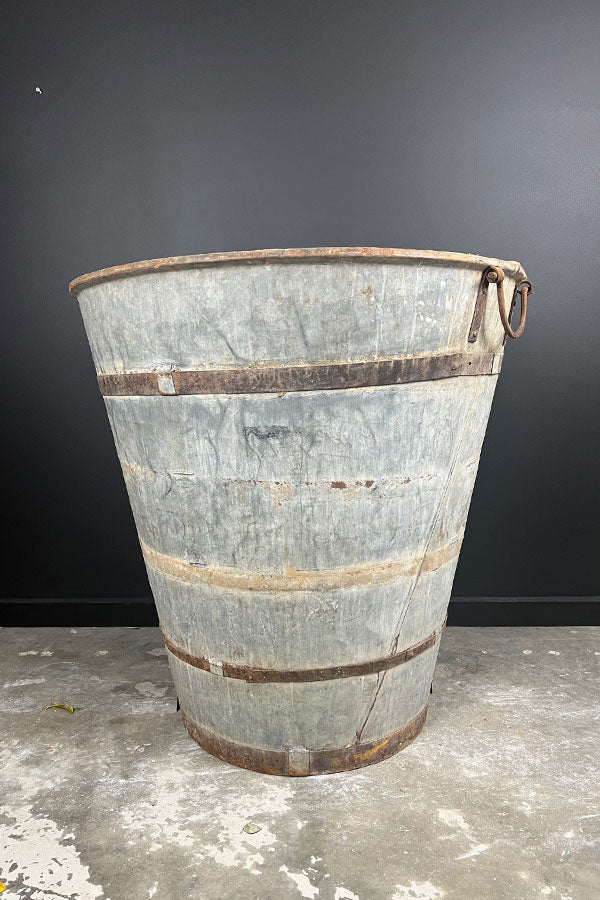 Reclaimed Large Olive Galvanised Planter V1