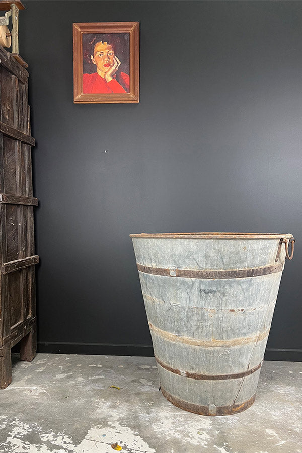 Reclaimed Large Olive Galvanised Planter V1