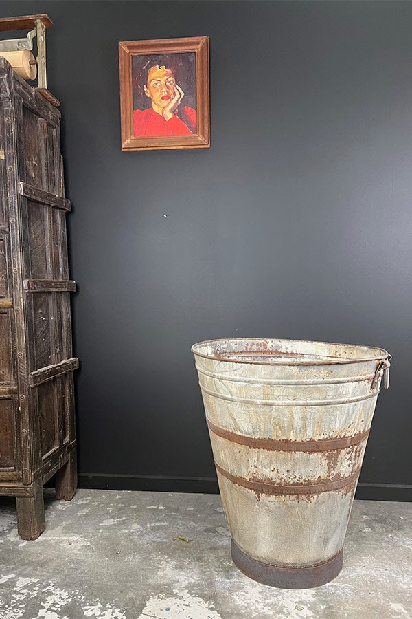 Reclaimed Large Olive Galvanised Planter V3