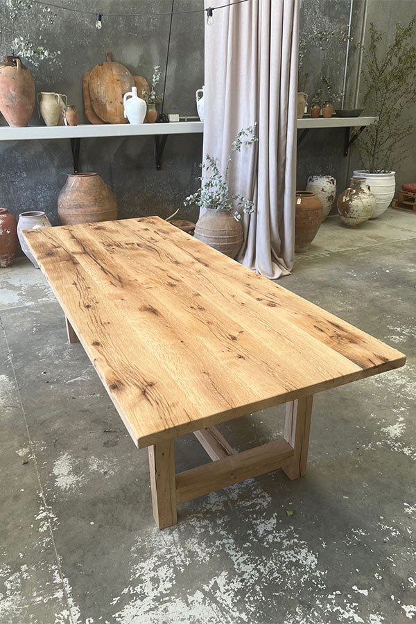 Sanded Oak Farmhouse Dining Table 2500mm x 1000mm