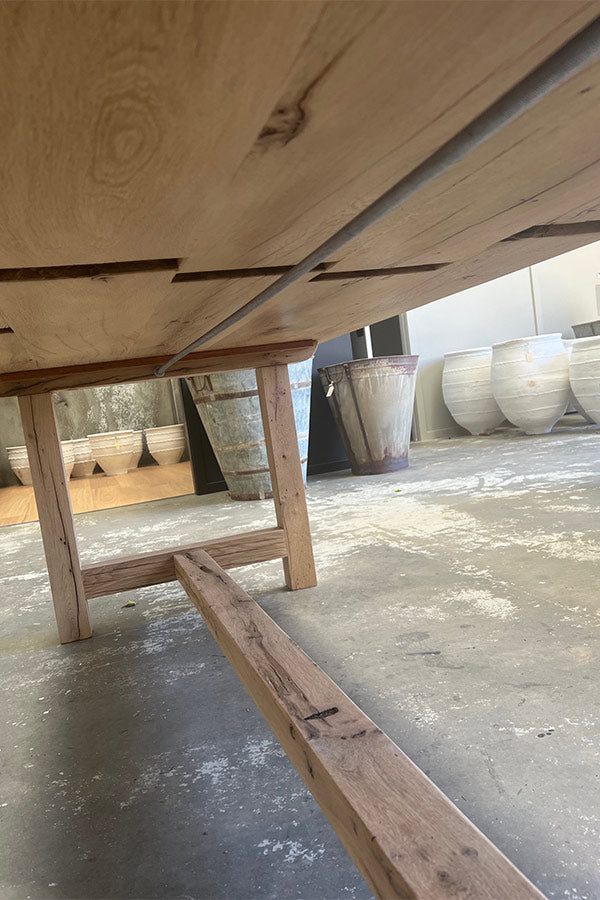 Sanded Oak Farmhouse Dining Table 2500mm x 1000mm