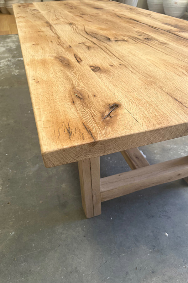 Sanded Oak Farmhouse Dining Table 2500mm x 1000mm
