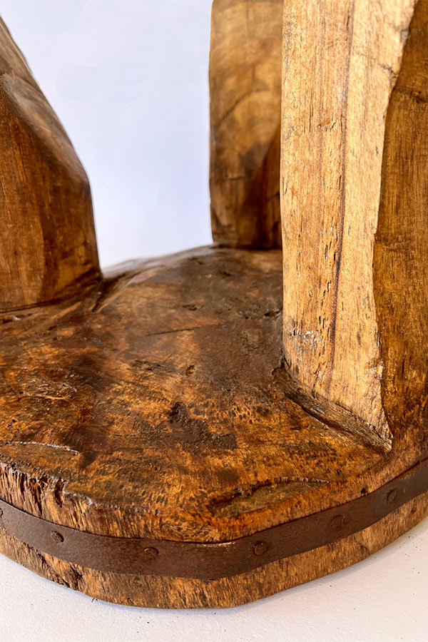 Large Hand-carved Wooden Stool from Nagaland