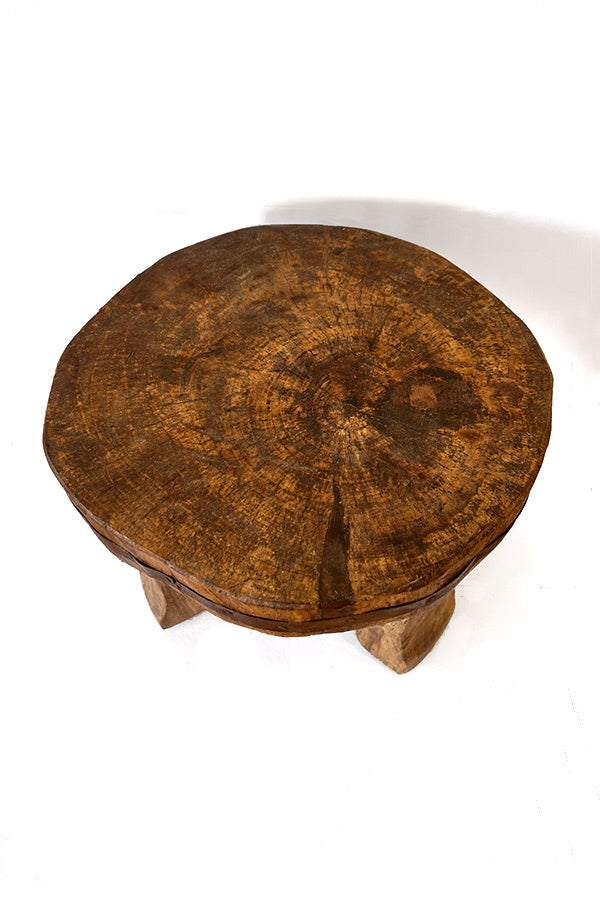 Large Hand-carved Wooden Stool from Nagaland