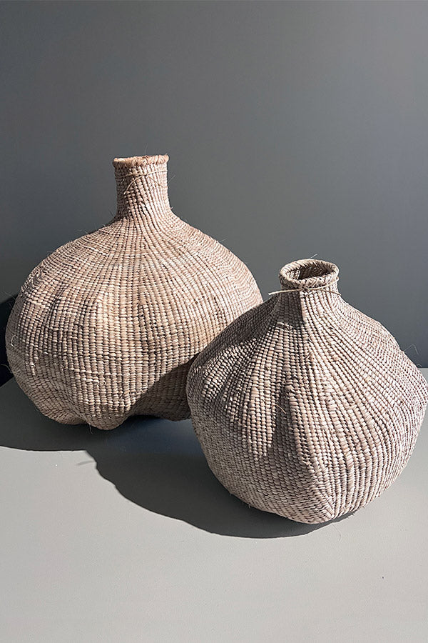 African Handwoven Garlic Basket Medium