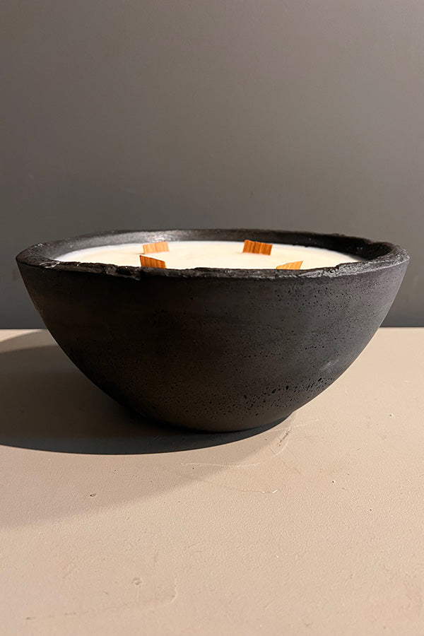 Lumen & Luxe Large Charcoal Concrete Candle with Norwegian Wood Scent