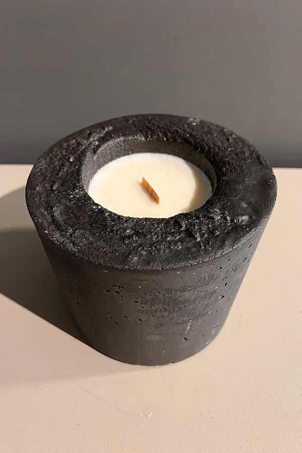 Lumen & Luxe Small Charcoal Concrete Candle with New York, New York Scent