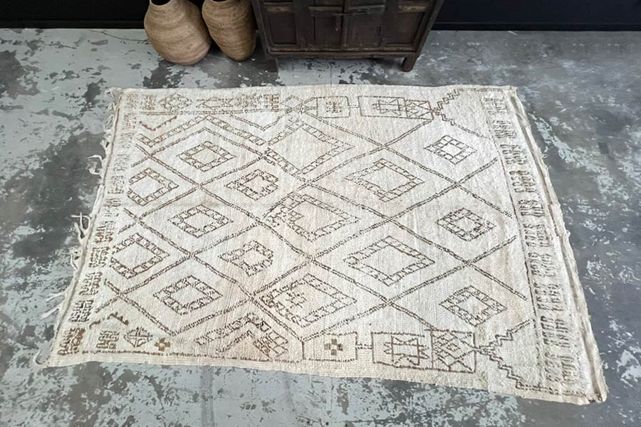 Vintage Moroccan Hand Woven & Knotted Rug