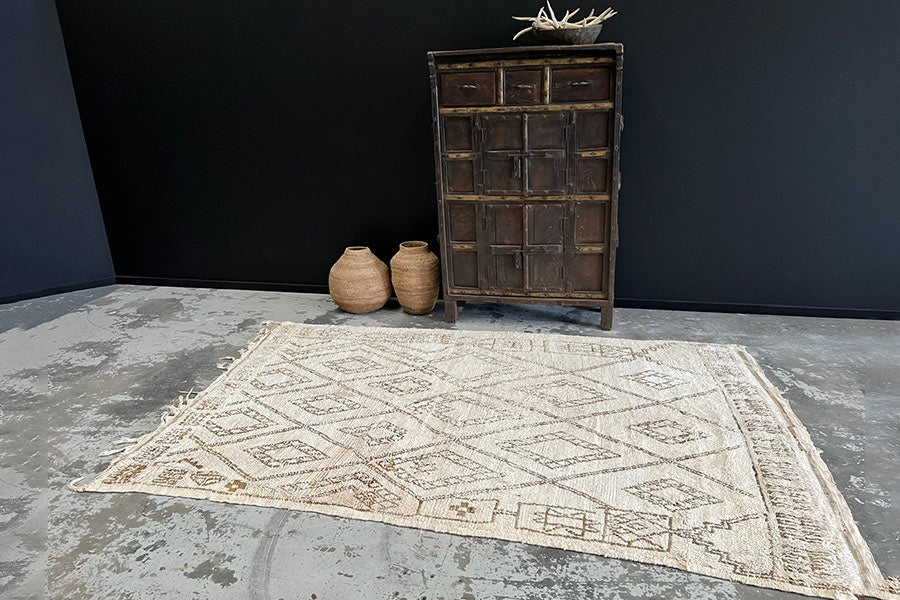 Vintage Moroccan Hand Woven & Knotted Rug